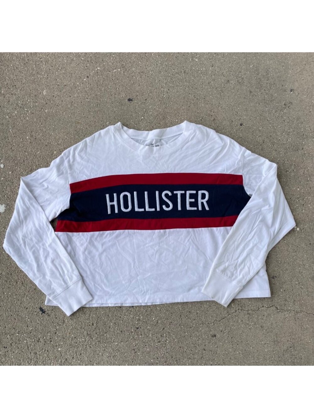 Y2K Hollister Long Sleeve Tee Relaxed Baggy Womens XS Nautical Preppy Coastal